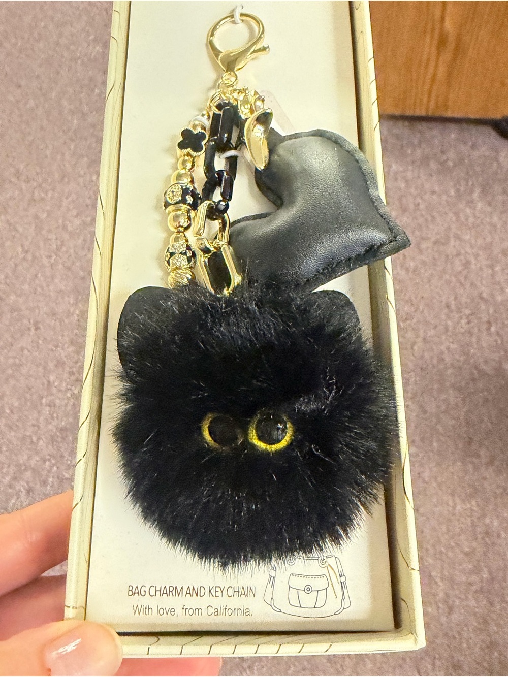 Eye Candy Black Cat Halloween Purse Bag Charm Keychain New